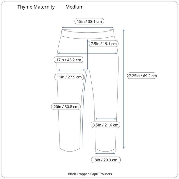 Thyme Maternity Black Cropped Capri Pants Medium - Picture 15 of 15